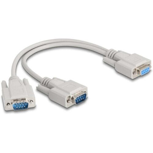 Delock Y-adapter Serieel [1x D-sub bus 9-polig - 2x D-sub stekker 9-polig] 0.30 m Beige