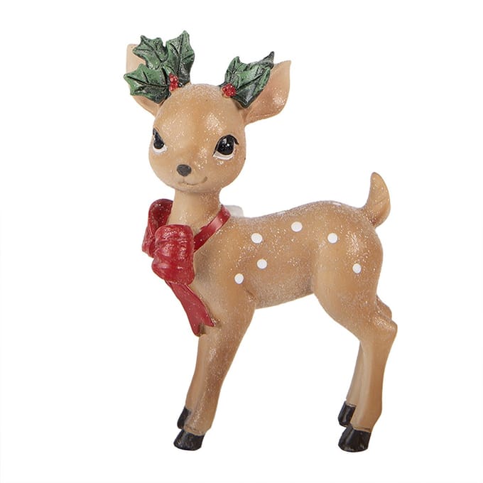 Clayre & Eef Kerstdecoratie Beeld Hert 9x5x14 cm Bruin Kunststof