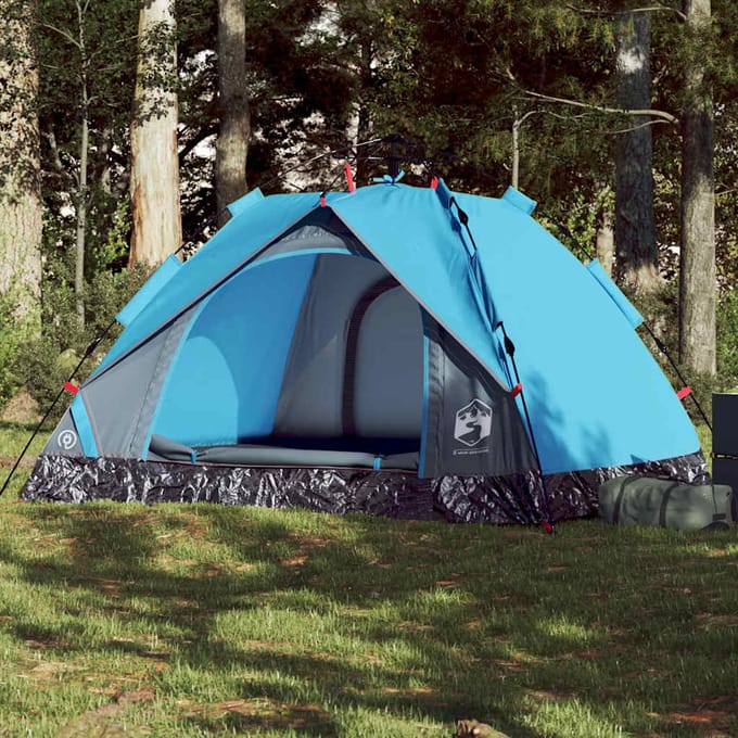 vidaXL - Koepeltent - 3-persoons - snelontgrendeling - blauw