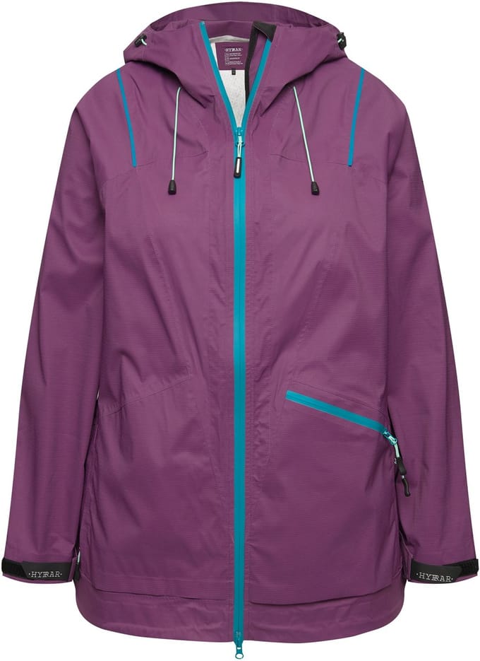 Ulla Popken - Dames - Functionele jas waterdicht 2-wegrits reflector - Aubergine - Maat 42+