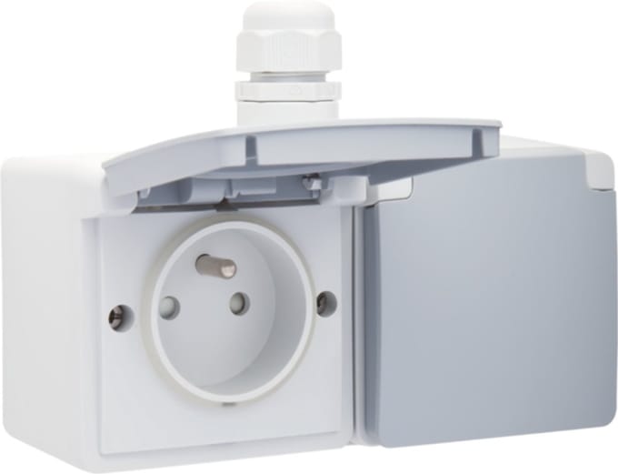 Niko Hydro dubbel stopcontact met aarding grijs steekklemmen - 700-37753