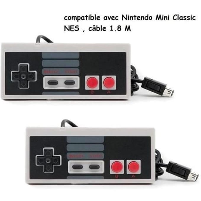 Gamepad - Bekabelde controller 1,80 m - Bekabeld - Compatibel met NES Classic Mini/Wii/Wii U - Set van 2