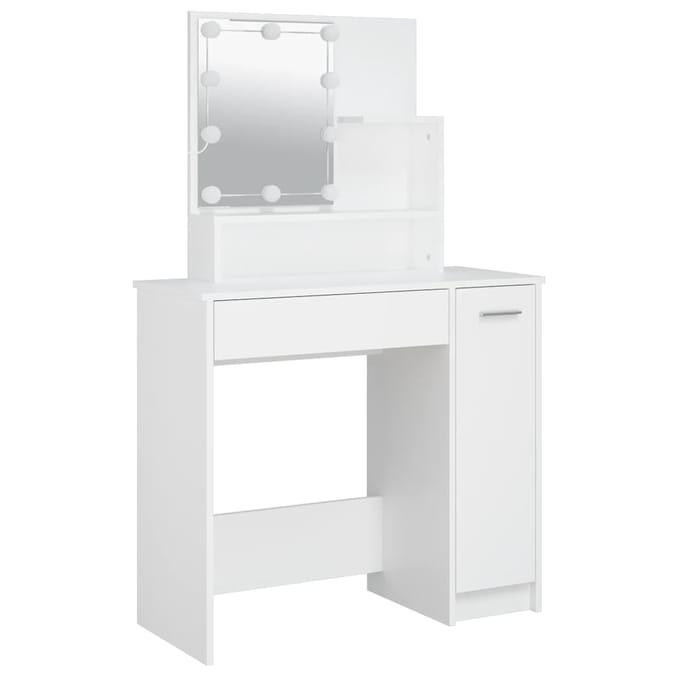 vidaXL - Kaptafel - met - LED-verlichting - 86,5x35x136 - cm - wit