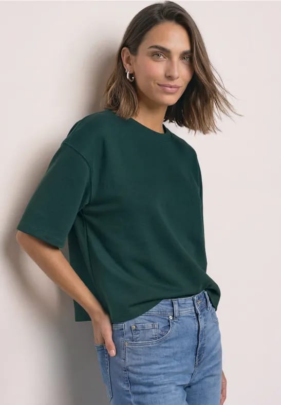 Sweatshirt met korte mouwen en ronde hals