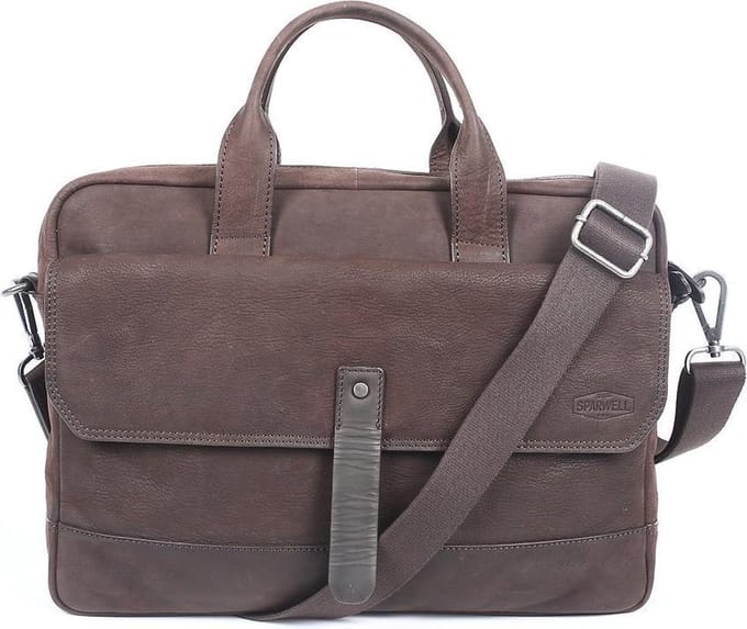 Sparwell Alexander Leren Laptoptas - 15 inch - Donkerbruin
