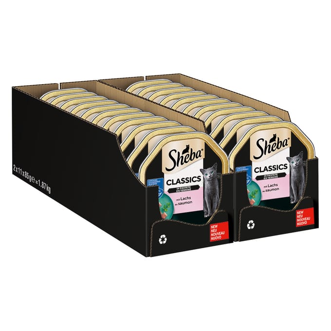 Voordeelpakket Sheba Kuipjes 44 x 85 g - Classics in paté met Zalm
