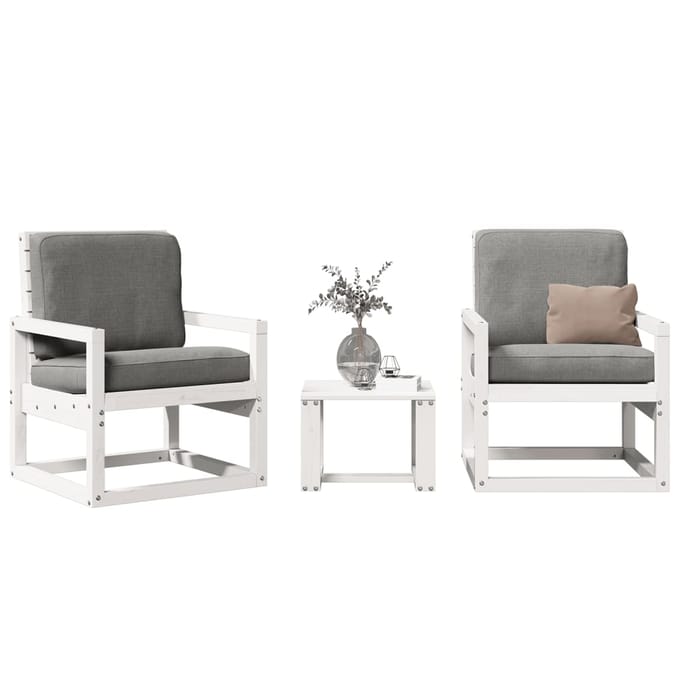 vidaXL - 3-delige - Loungeset - massief - grenenhout - wit