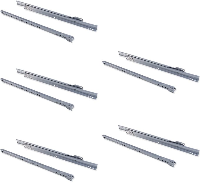 Emuca Lot van 5 sets T30 Ladegeleiders, valbeveiliging, lengte 500mm, uitschuifbaar, Staal, Wit