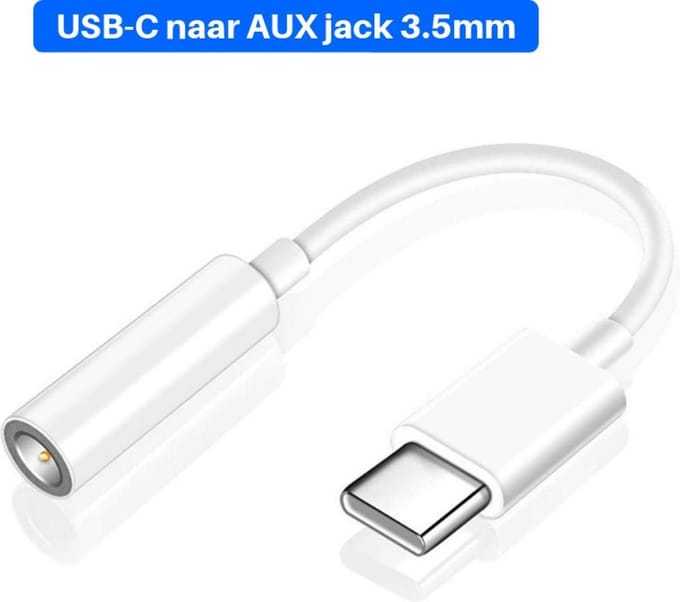 USB C naar Aux / Jack  ( 3.5mm ) - Zwart / Wit - Audio kabel - Adapter - USB Type C naar Audio - USB C naar Aux ( auto radio )