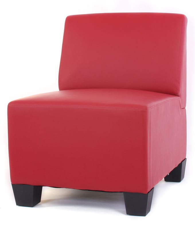 Modulaire 2-zitsbank Lyon, kunstleer ~ rood, zonder armleuningen