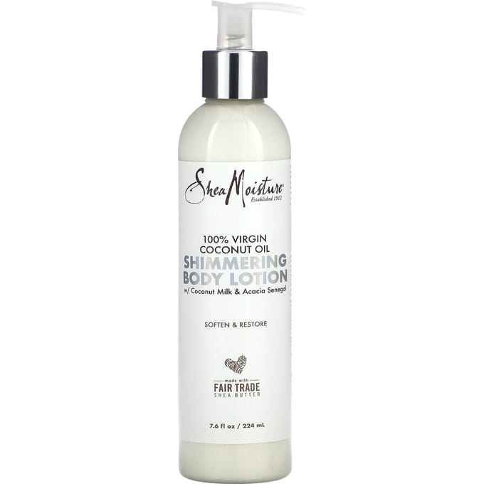 SheaMoisture, 100% Virgin Kokosolie, Glanzende Bodylotion, 7,6 fl oz (224 ml) white