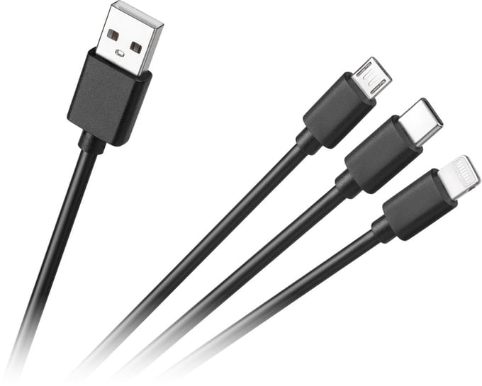 Cabletech Serie - USB Kabel 3-naar-1 - 1,2m - MicroUSB/USB-C/Lightning
