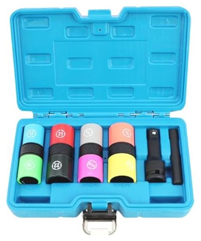 Lug Nut Socket Set 1/2" Drive - Impact Flip Sockets voor Metrische en SAE Maten