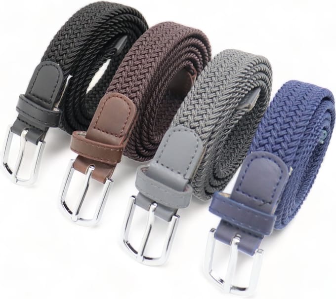 Elastische riem - 4 pak - dames riem - riem elastiek - smalle elastische riemen - gevlochten riem