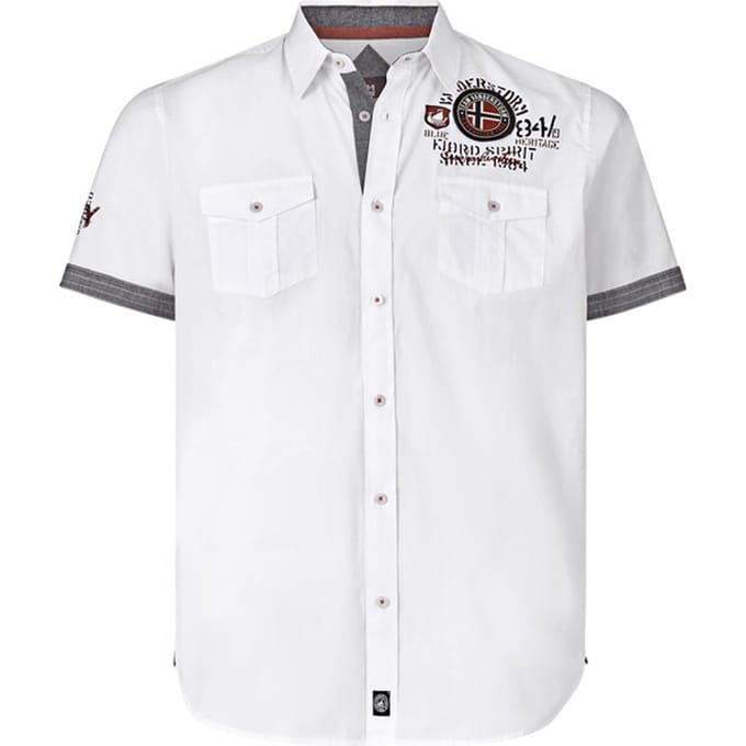 Jan Vanderstorm herren Overhemd Met Korte Mouwen - 55/56 - wit - Plus Size