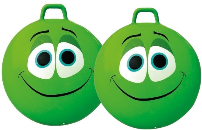 Skippybal Smile Emoticon - 2x - D65 cm - lichtgroen - voor kinderen - buiten speelgoed