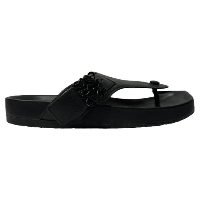 Loewe Ease Versierde Teenslippers van Zwart Lam leer