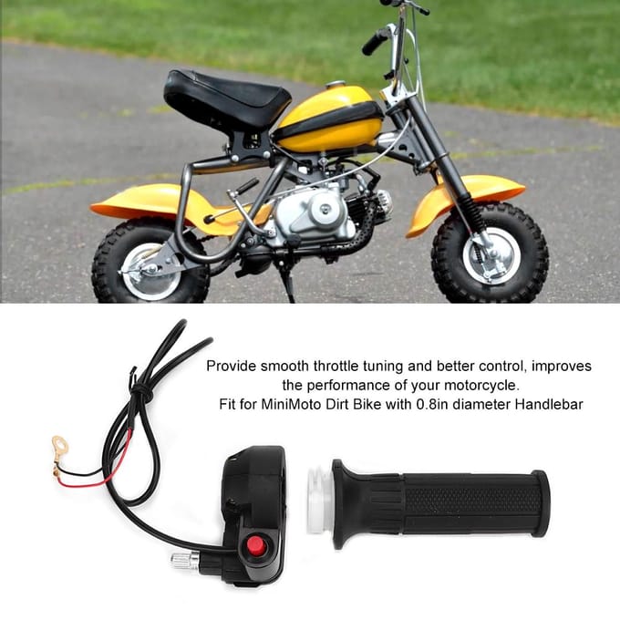 Gashandvatten met Stopschakelaar Geschikt voor 47cc 49cc Mini Moto Crossmotor Stuur black