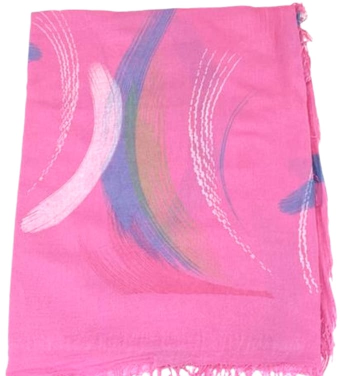 Lange Sjaal - 100% Bamboe - Print - (3801) Fuchsia/Roze