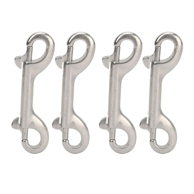 4 STUKS Dubbelzijdige Karabijnhaken Marinekwaliteit 316 Roestvrij Staal B-Vorm Kettingclip voor Touwen Kettingen Riemen Lengte: white