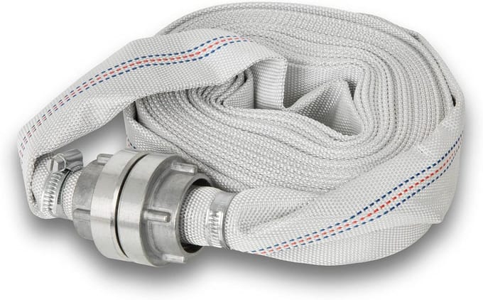 Platte Slang - Textiel Waterslang - Grote Waterhoeveelheden - Storz Koppelingen - 10 Meter - Beige