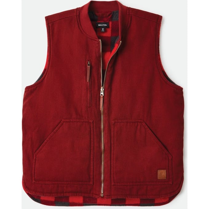 BRIXTON ABRAHAM REV VEST Diep bruin/Rood Geruit Maat S