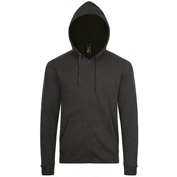 SOLS Herenstenen Ritssluiting in de vorm van een gewone Hoodie (Houtskool mergel)