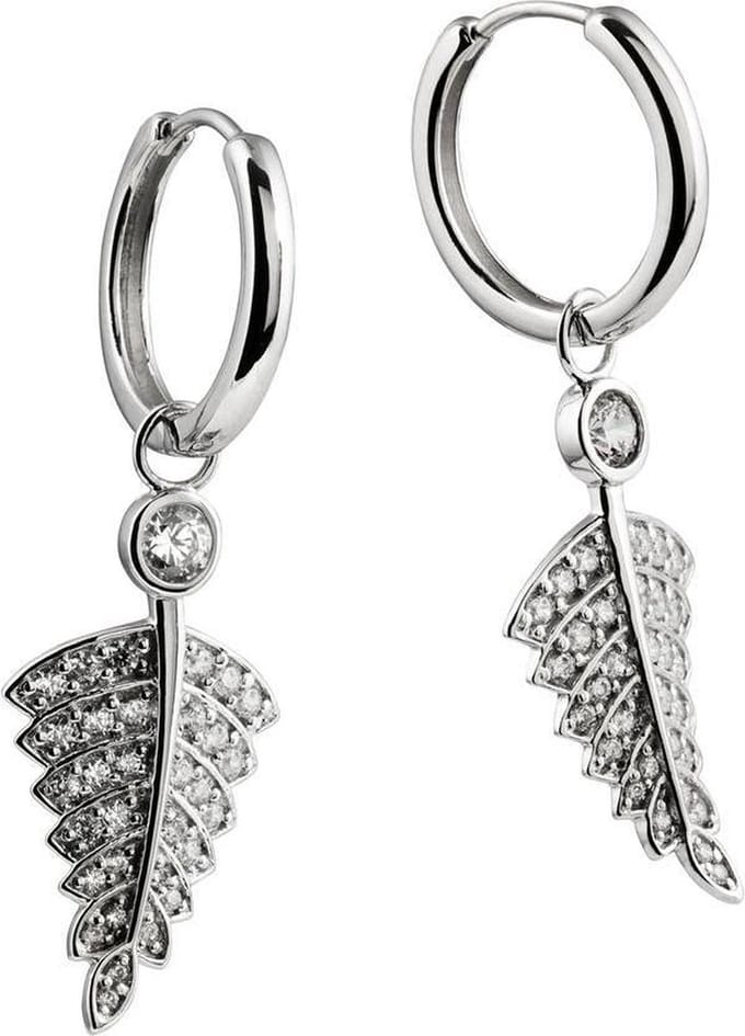 Diamonfire - Zilveren oorhangers Bladvorm - 16 mm lang