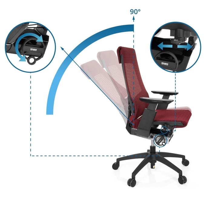 GENIDIA SMART BLACK | net - Professionele bureaustoel Rood / Zwart