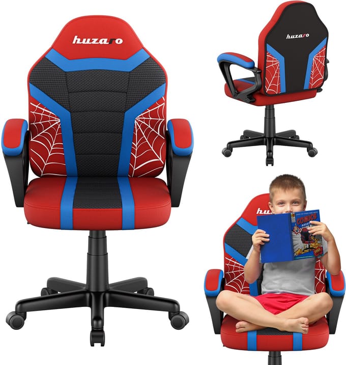 Huzaro Ranger 1.0 Spider Mesh - Kinder Gaming Stoel - Bureaustoel voor Kinderen - Rood/zwart