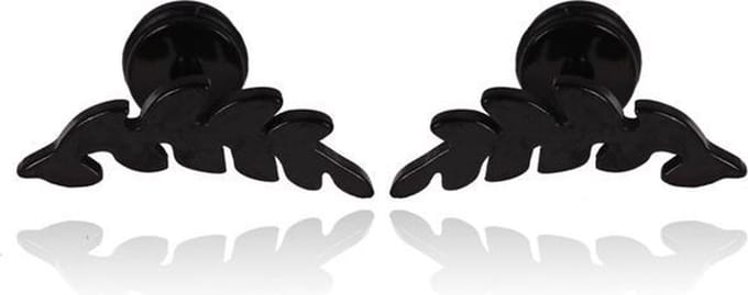 Mendes Leaf Stud oorbellen Black