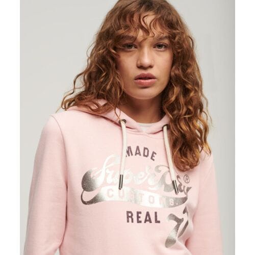 Superdry Reworked Classics Hoodie met Print Roze Grootte: 34