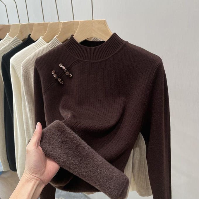 Pull Épais Col Haut Pull Tricoté Hiver Chaud Haut de Base pour Femmes 3XL