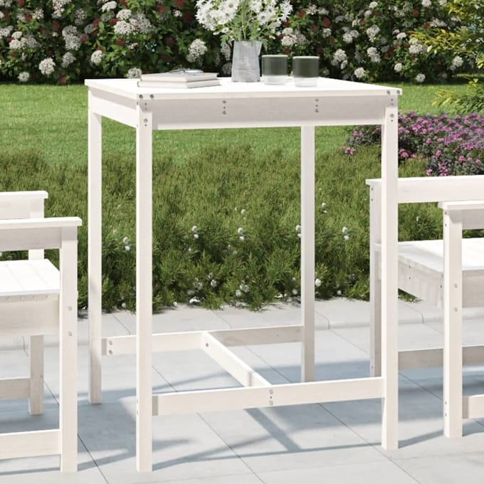 vidaXL - Tuintafel - 82,5x82,5x110 - cm - massief - grenenhout - wit