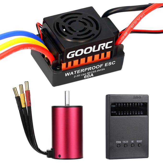 GoolRC S3660 3300KV moteur sans balais sans capteur 60A ESC sans balais et carte de programmation ensemble combiné pour rouge