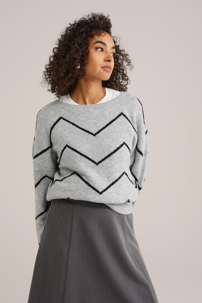We Fashion Knitted Pullover Blended Light Grey Größe: M | Pullover Outlet | Damen | Grau