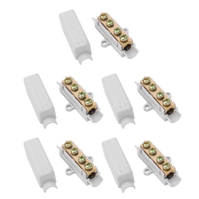 5 stuks Draadconnector Messing Geleider Dubbele Schroeven ABS Behuizing Butt Draad Klemmenblok 1000V 100A