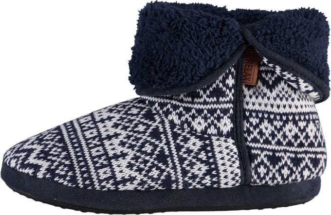 Apollo Hoge pantoffels/sloffen Folklore - gebreid - heren - zwart - maat 45-46