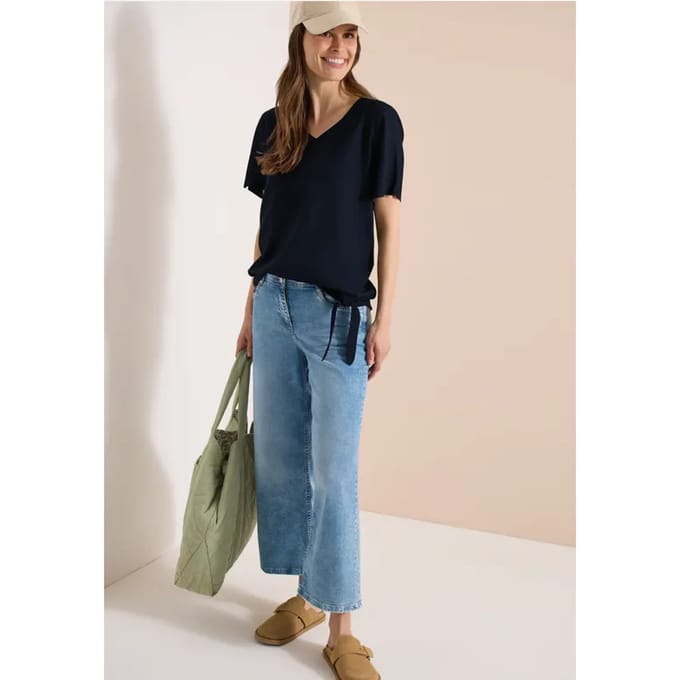Blouse shirt met V-hals en knoop