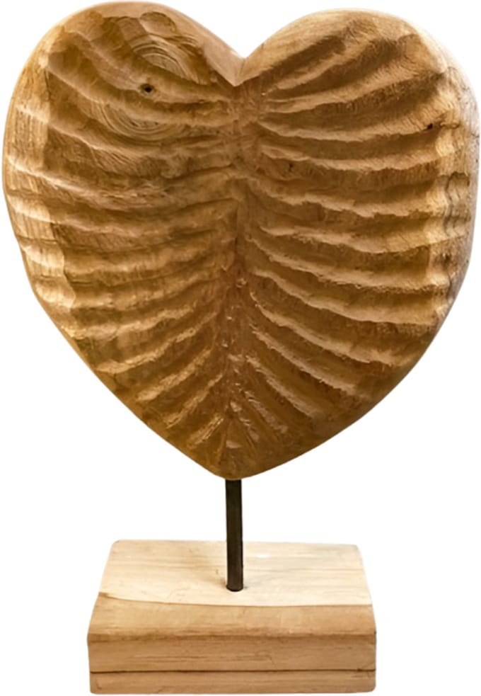 Varios - Hart op Standaard Hout - Bruin - H 35 cm