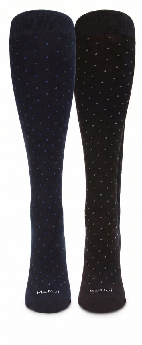 Dames overknee compressiekousen Swiss Dot Cotton Compression Socks - 2 Paar - Maat 9-11 - Black / Navy