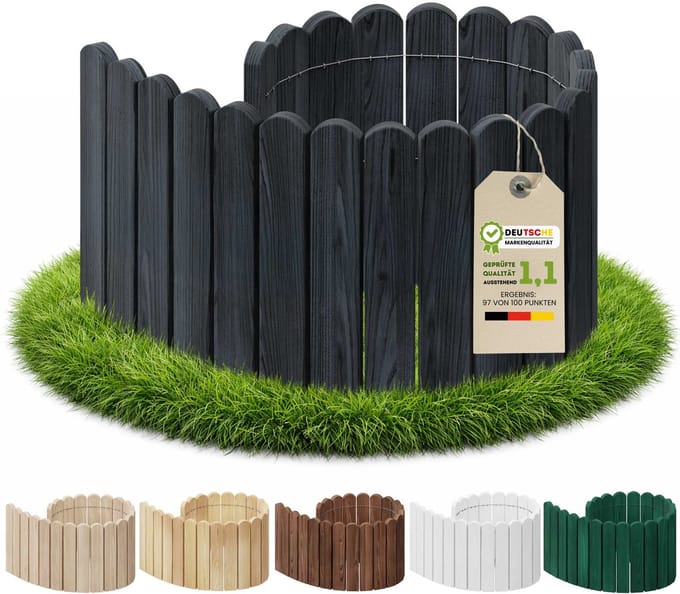 Floranica palissade hout - zonder grondpennen - 100 x 10 cm - antraciet - grenen - ingraven of bekleden