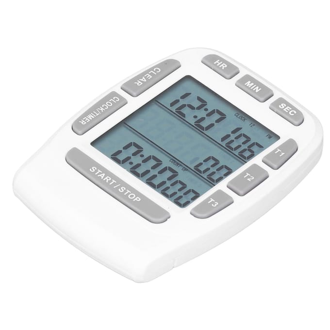 Triple Timer Klok Aftellen Optellen 4.0x4.4cm LCD Display Multifunctioneel Wit Ingebouwde Batterij gray
