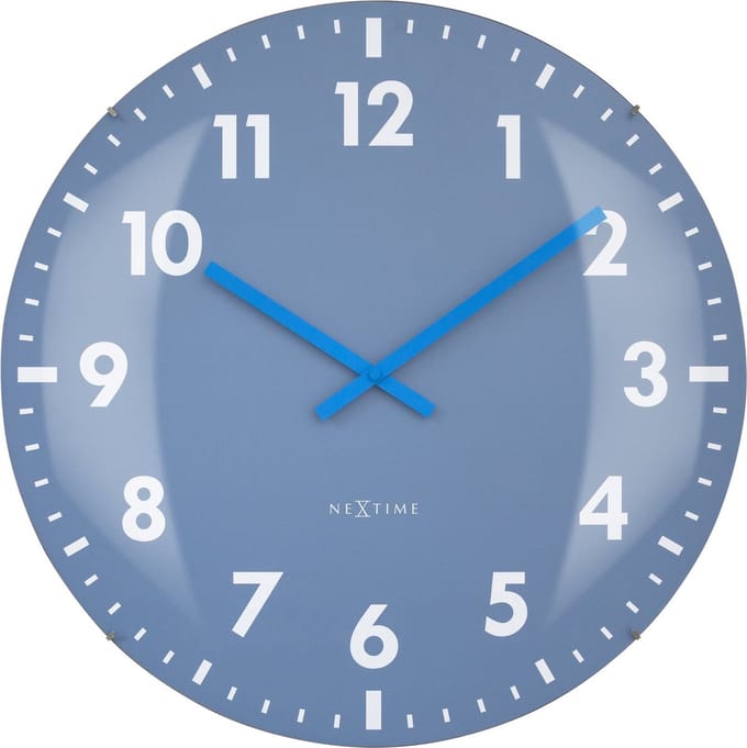 NeXtime Duomo 50 – Grote Wandklok – 50 cm – Koepelvormig Glas – Blauw – Stil