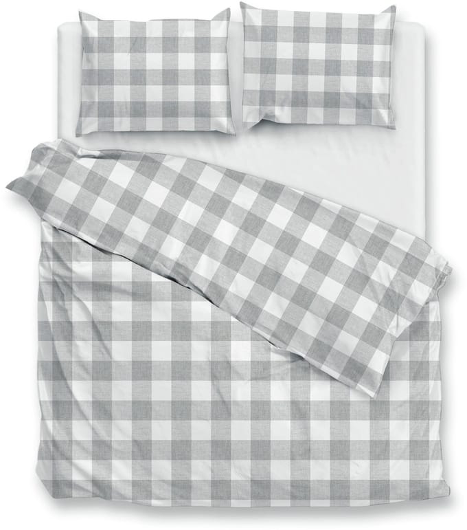 Zohome Dekbedovertrek Quattro-di-Lino - Bedlinnen met Ruiten - 260x200-220 cm - Grijs - Dekbedhoes van 100% Katoen