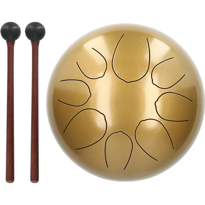Tambour à languette en acier 8 notes Éthéré Sans souci Sanskrit Hand Pan 10 pouces Instrument de percussion(Or ) beige