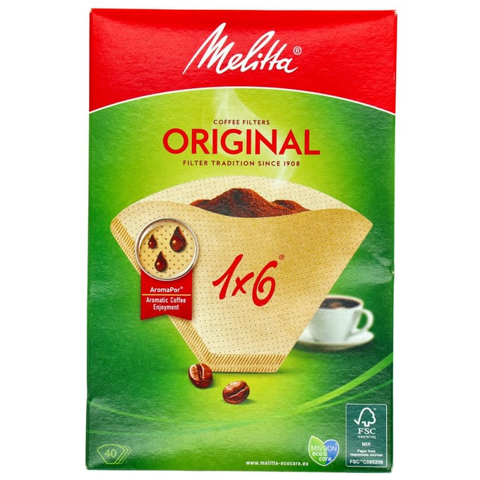 Melitta filter 1x6 - 1 doos met 40 stuks in verpakking