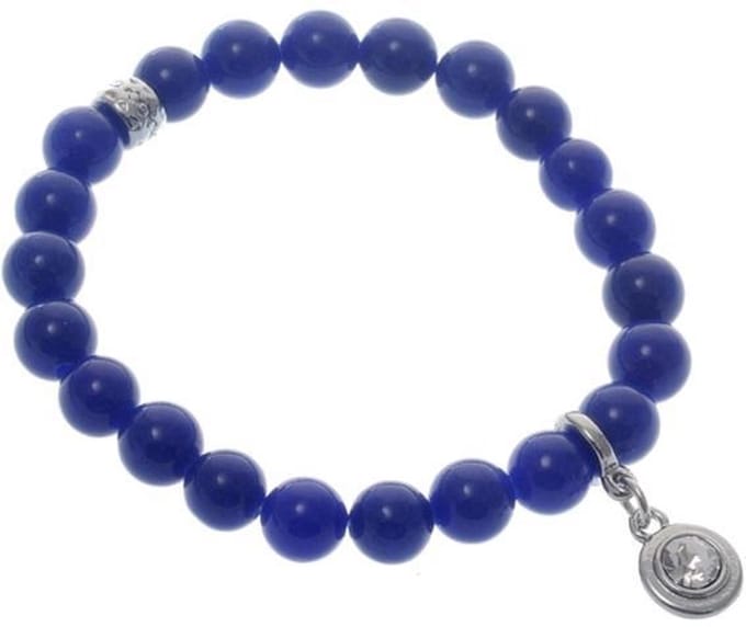 Behave - Armband elastisch kralen donkerblauw - casual elegant stijl
