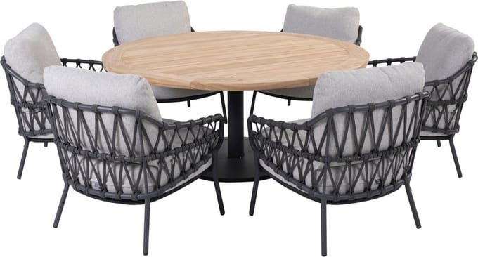 Saba Calpi low dining tuinset 7 delig 160 cm rond 4 Seasons Outdoor