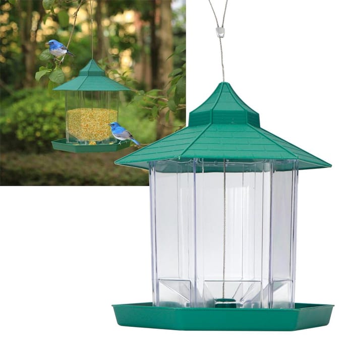 Waterdichte Hangende Plastic Transparante Vogelvoeder Voergereedschap voor Buitentuin Erf white